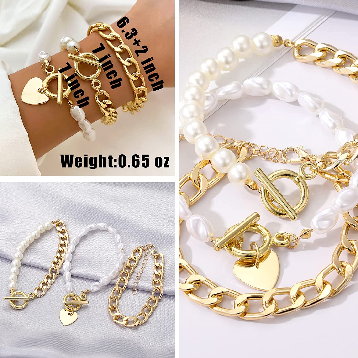 IFKM 6 PACK (24 PCS) Boho Gold Chain Bracelets Set for Women Girls, 14K Gold Plated Multiple Layered Stackable Open Cuff Wrap Bangle Adjustable Link Italian Cuban Jewelry for Women Girls Gift… - Image 4